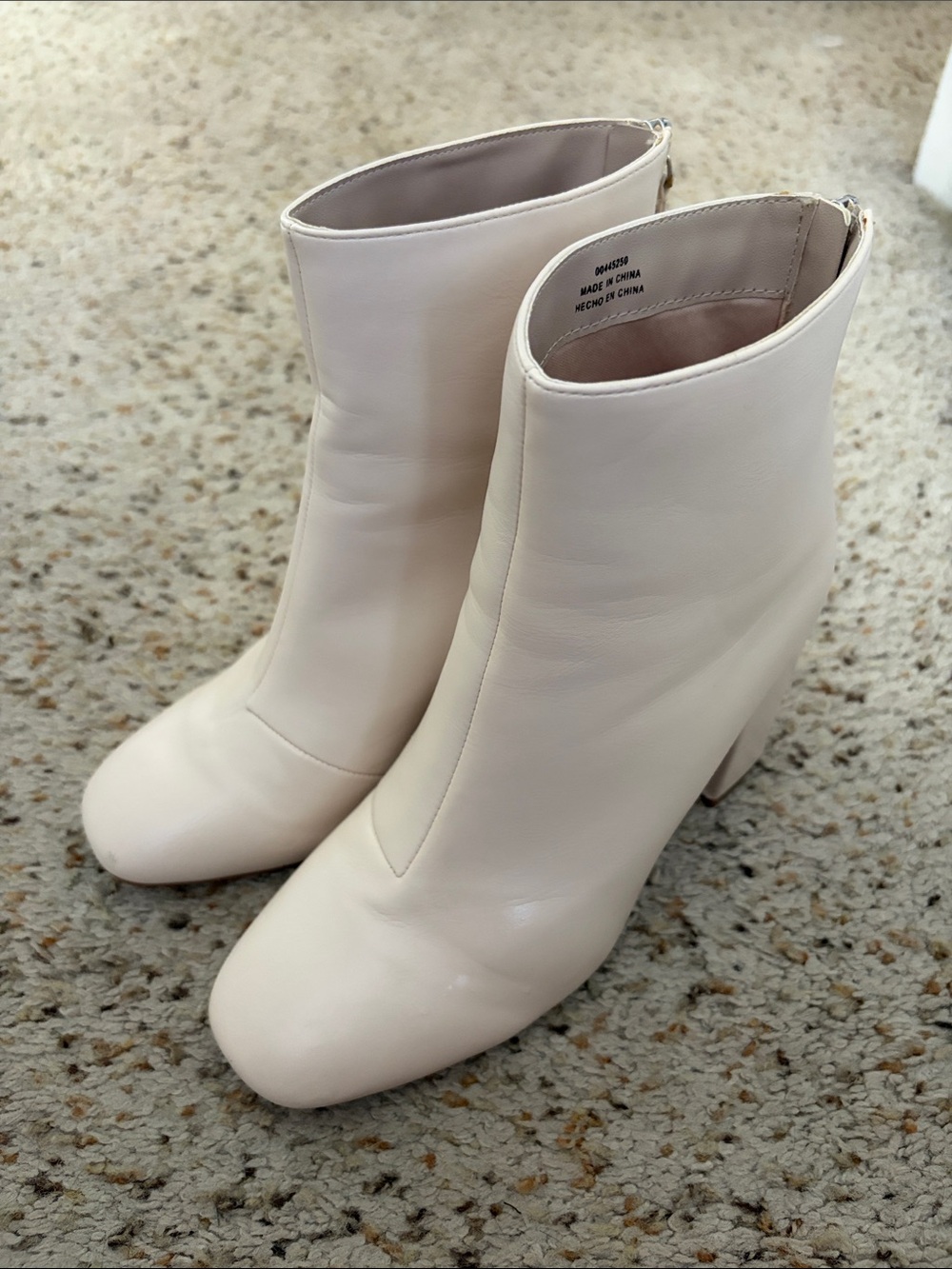 Forever 21 Cream Block Heel Ankle Boots- Size 8 Wide Fit